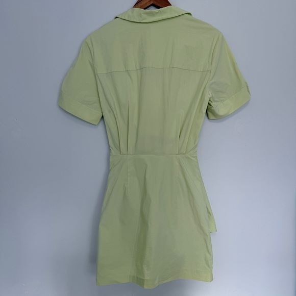 Zara Rushed Poplin Dress TRF in Apple Green - Picture 4 of 4
